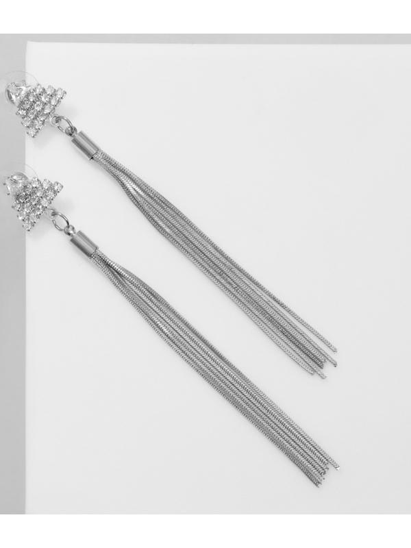 Серьги висячие со стразами 