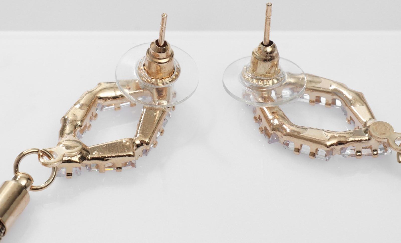 Серьги висячие со стразами 