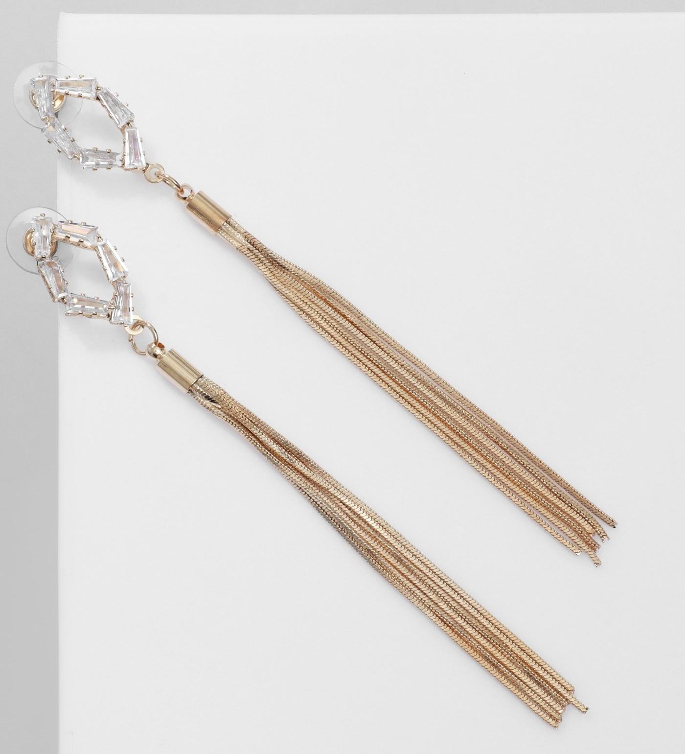 Серьги висячие со стразами 