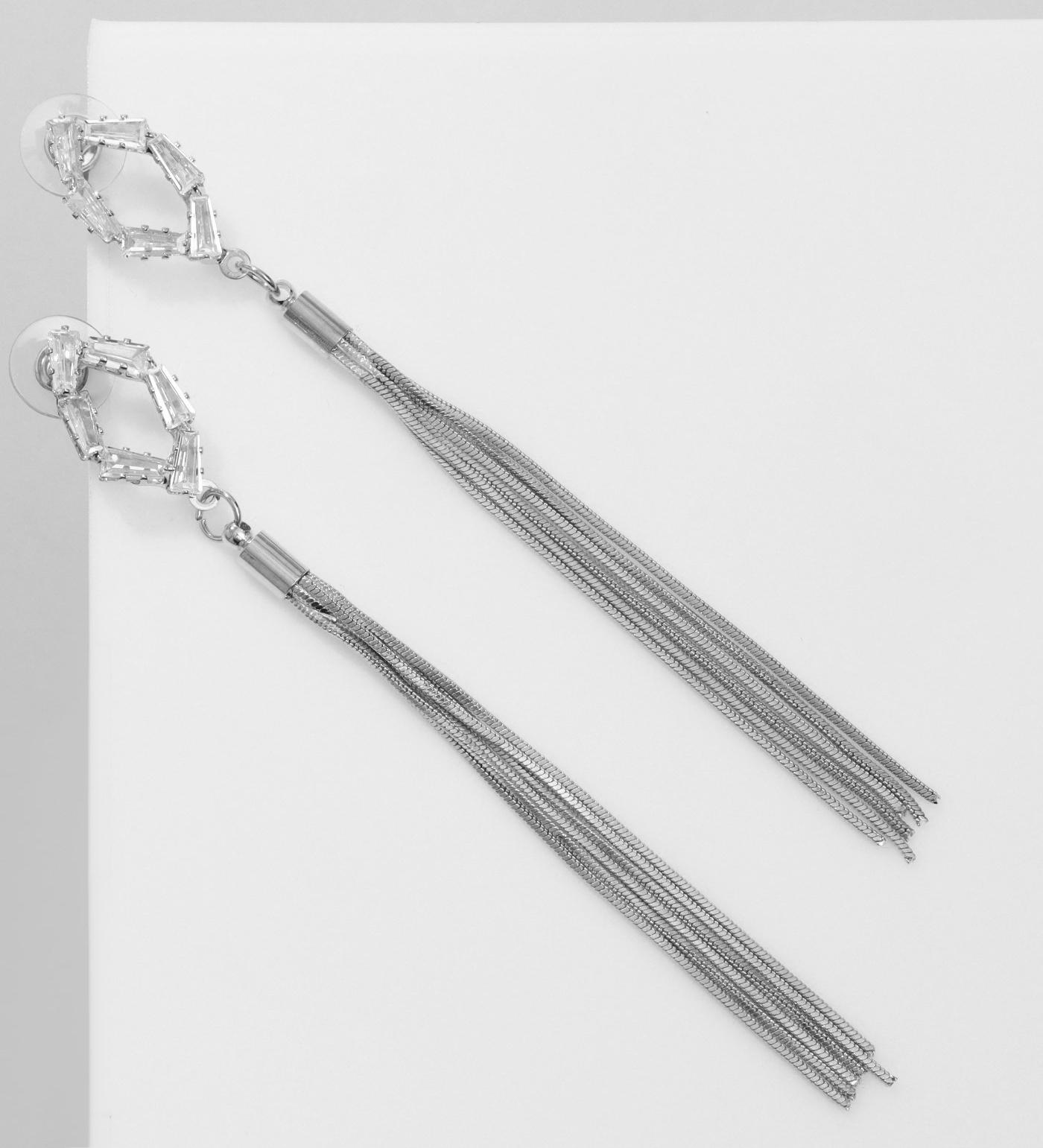 Серьги висячие со стразами 