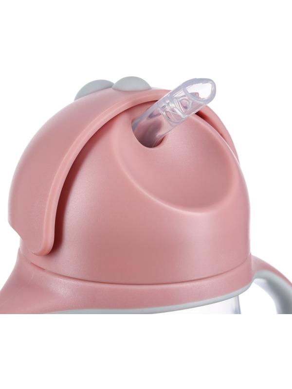 Поильник с трубочкой, Ø55мм «Фламинго», 260 мл, +9 мес., розовый