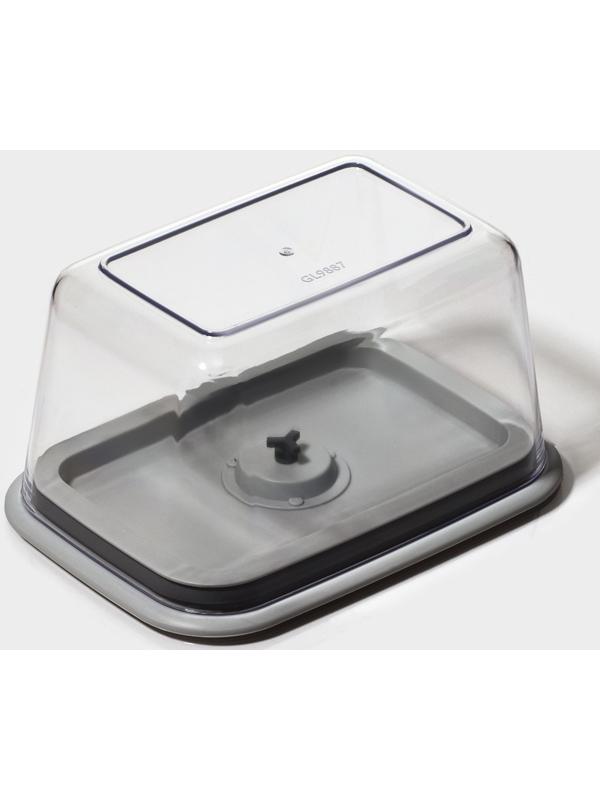 Ланч-бокс с вакуумным клапаном Доляна, 1450 мл, 19,5×14×10,5 см, цвет серый