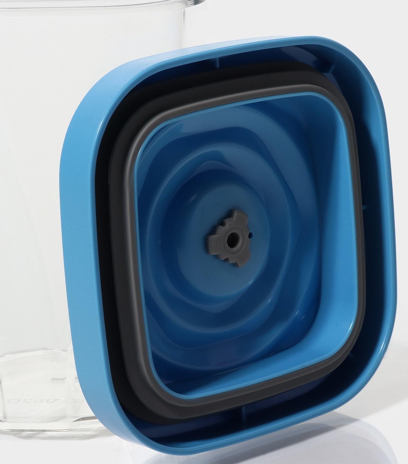 Набор банок для продуктов с вакуумом Доляна, 3 шт, 380 мл, 750 мл,1300 мл, насос, цвет голубой