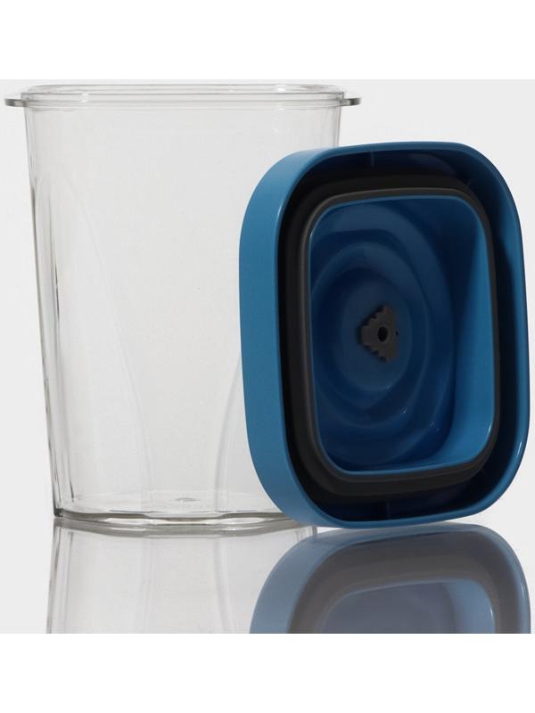 Набор банок для продуктов с вакуумом Доляна, 3 шт, 380 мл, 750 мл,1300 мл, насос, цвет голубой