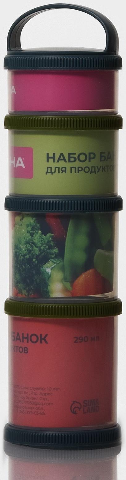 Набор банок для продуктов Доляна, 4 шт, 120 мл, 180 мл, 230 мл, 290 мл