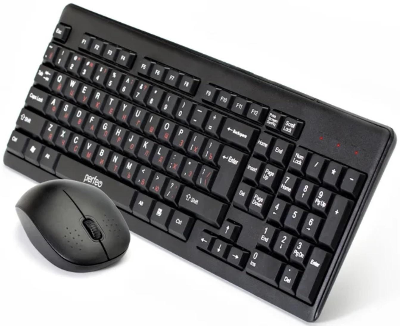 Комплект клавиатура и мышь Perfeo TEAM, мембран, 1000 dpi, USB, чёрный