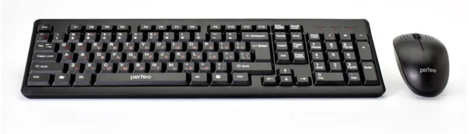 Комплект клавиатура и мышь Perfeo TEAM, мембран, 1000 dpi, USB, чёрный