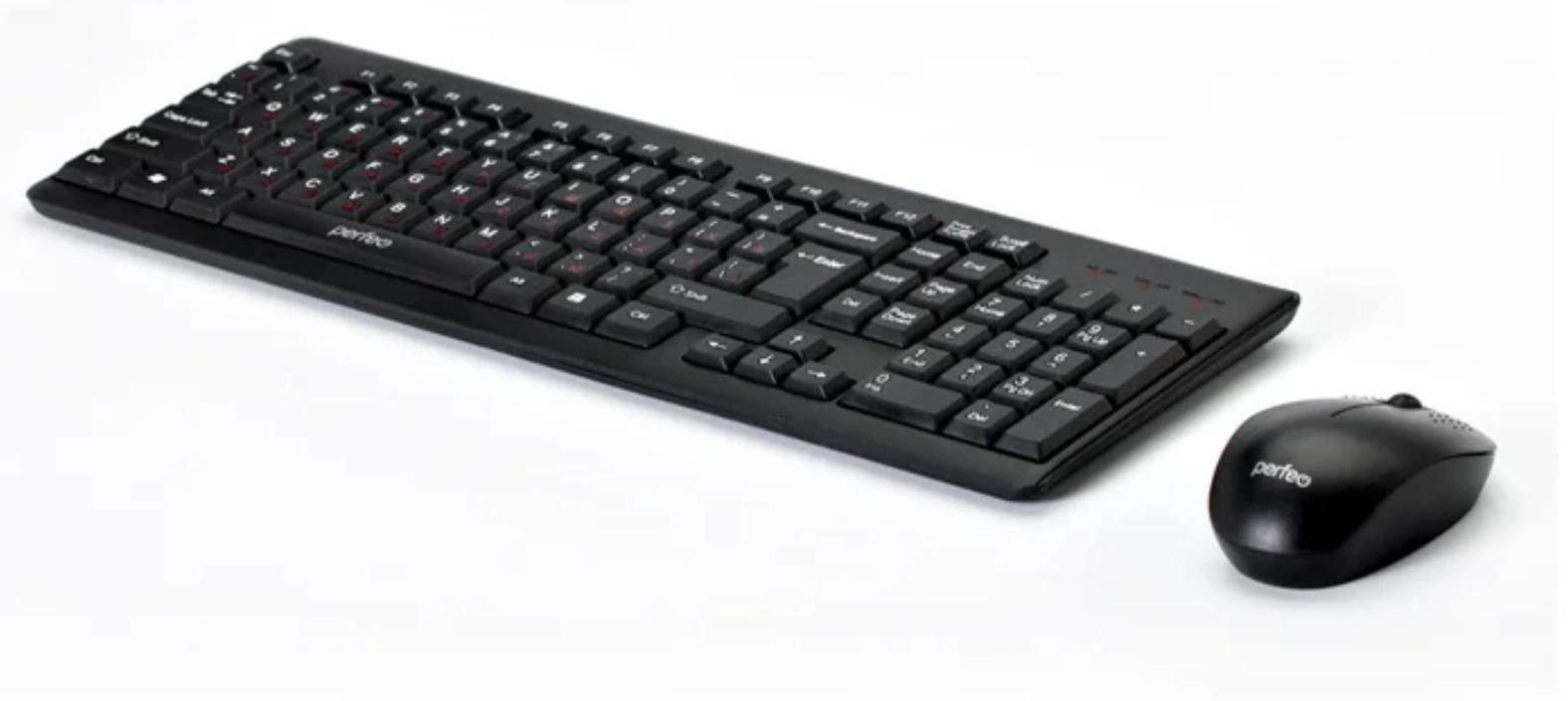 Комплект клавиатура и мышь Perfeo TEAM, мембран, 1000 dpi, USB, чёрный