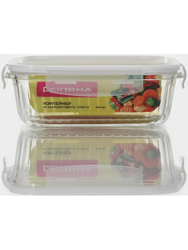 Контейнер из жаропрочного стекла Доляна «Данте», прямоугольный, 640 мл, 17×12,5×6,3 см