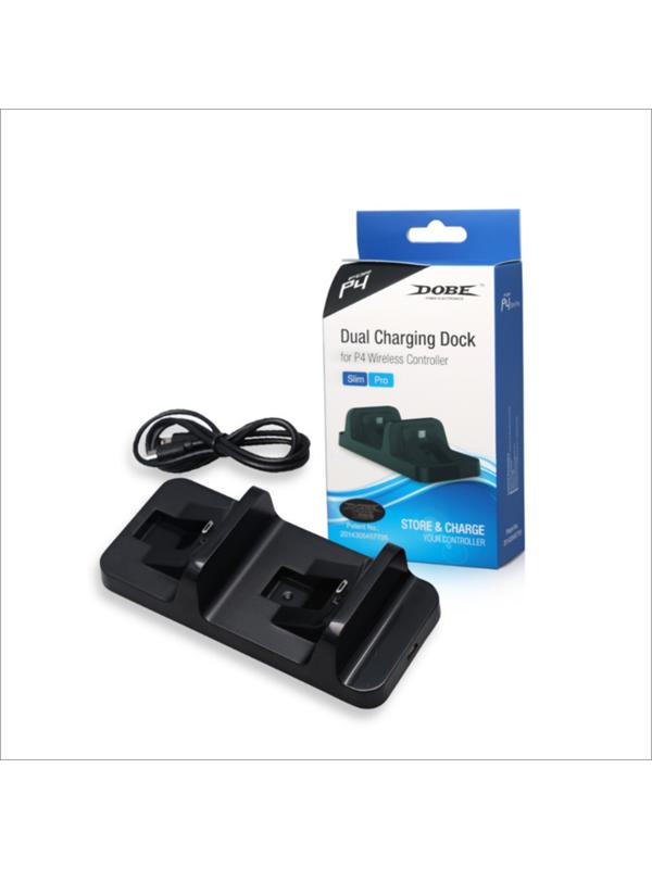Зарядная станция для 2-х геймпадов PS4 Pro/Slim, Dobe TP4-002,  Dual Charging Doc, чёрная