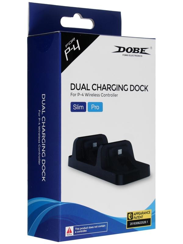 Зарядная станция для 2-х геймпадов PS4 Pro/Slim, Dobe TP4-002,  Dual Charging Doc, чёрная