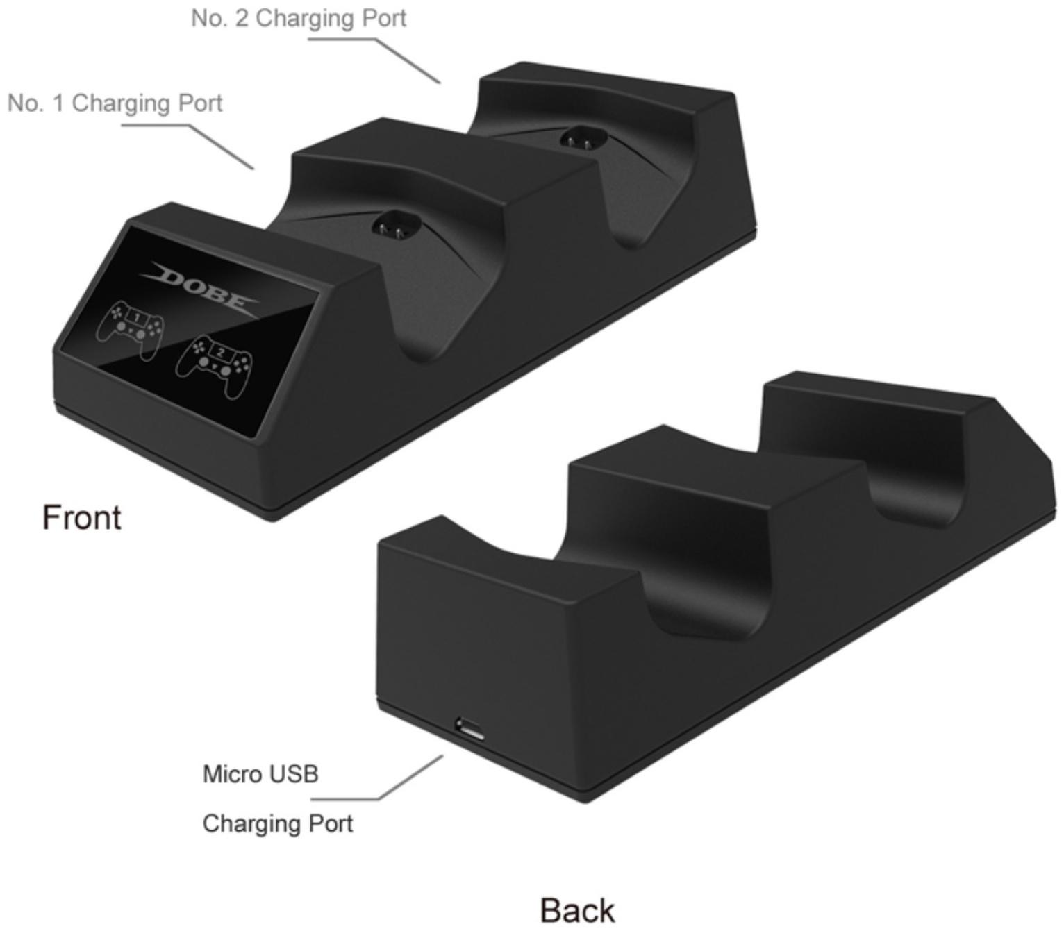 Зарядная станция для 2-х геймпадов PS4 Dobe TP4-1822, магнитные коннекторы, с индикацией
