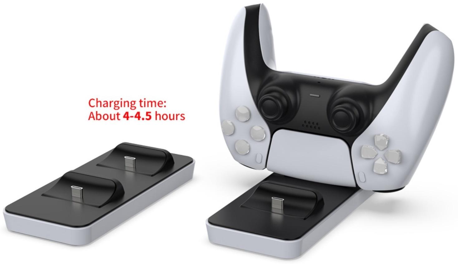 Зарядная станция для 2-x геймпадов PS5 Dobe TP5-0591, Charging Dock, чёрно-белая