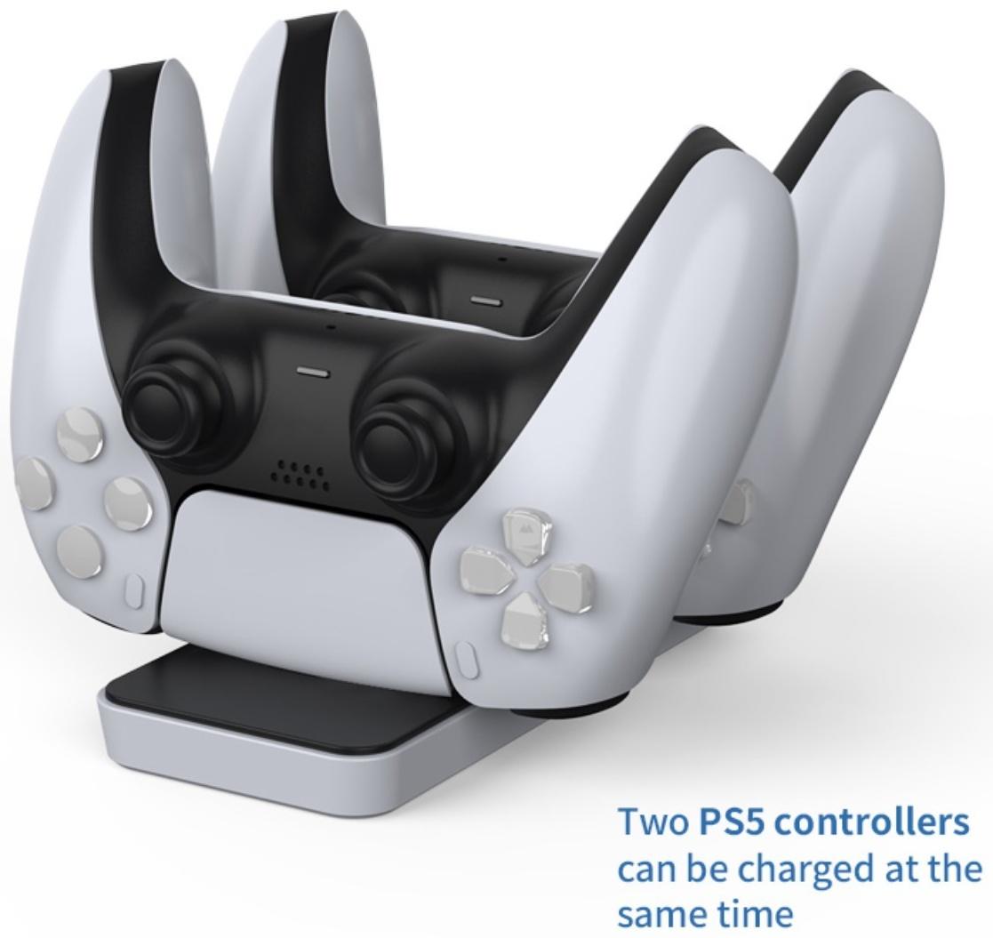 Зарядная станция для 2-x геймпадов PS5 Dobe TP5-0591, Charging Dock, чёрно-белая