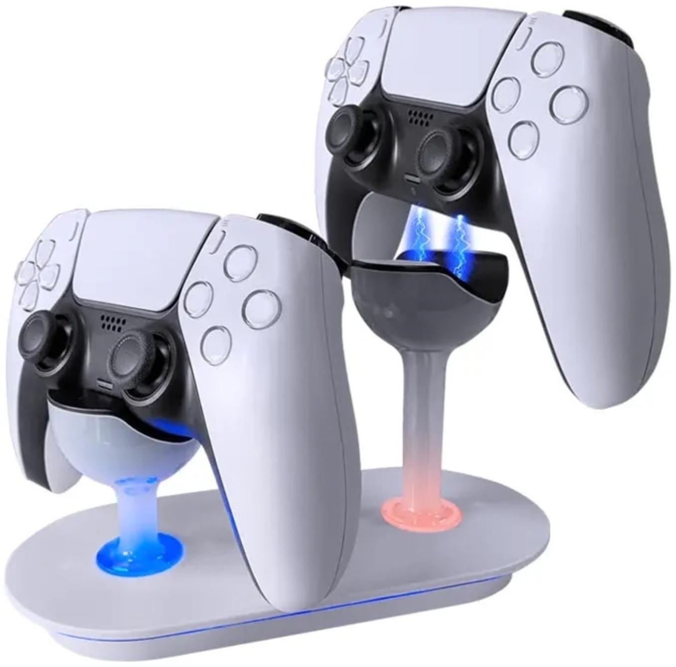 Зарядная станция для 2-х геймпадов PS5 Dobe HC-Р5015, подсветка, белый