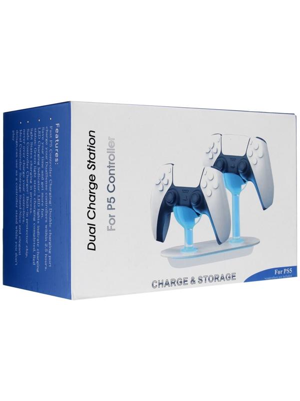 Зарядная станция для 2-х геймпадов PS5 Dobe HC-Р5015, подсветка, белый