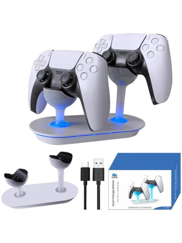 Зарядная станция для 2-х геймпадов PS5 Dobe HC-Р5015, подсветка, белый