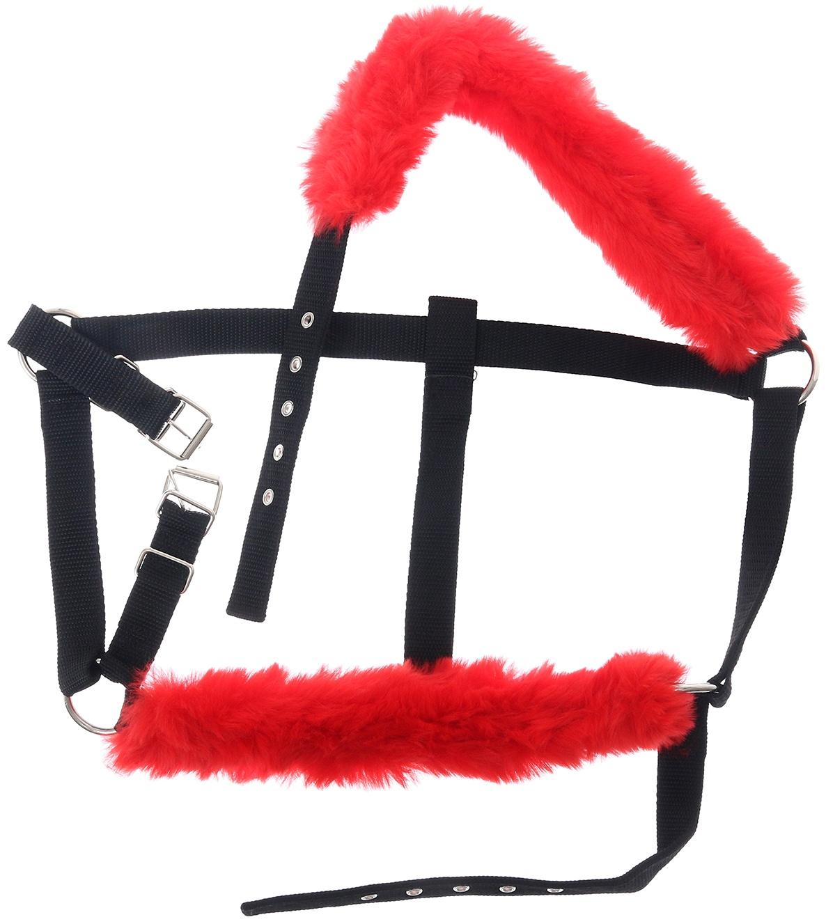 Недоуздок из нейлона с флисовым подкладом, регулируемый размер, черный