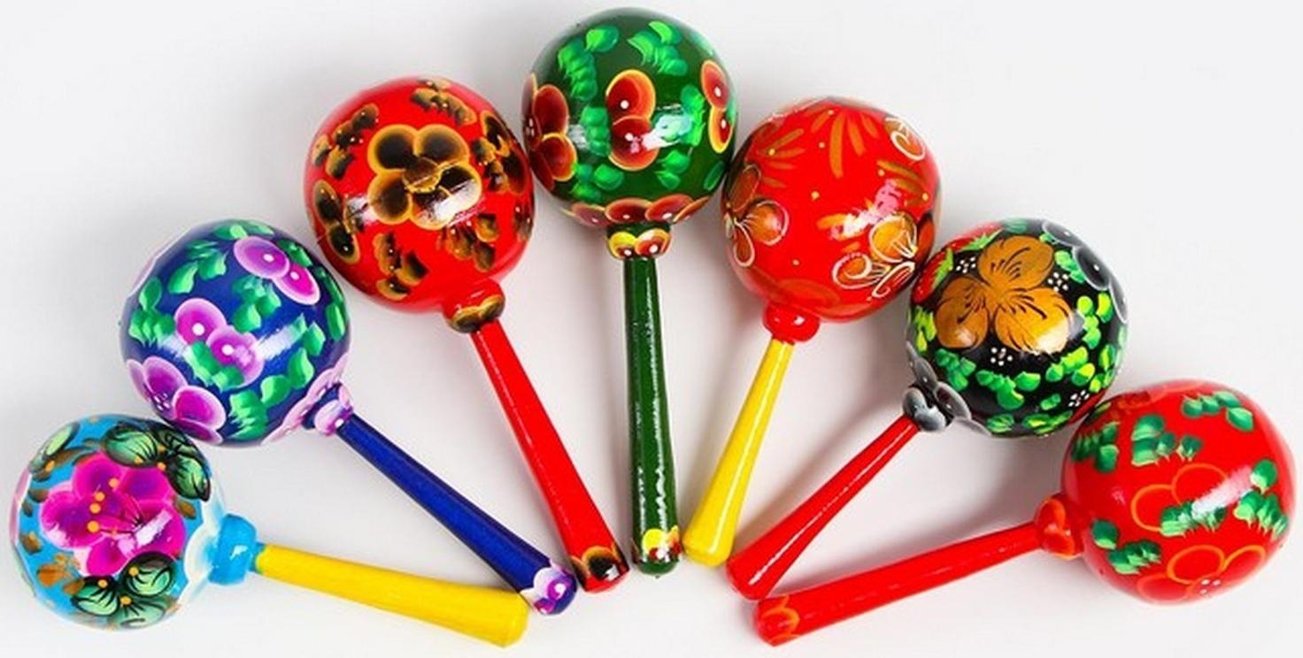 Маракас деревянный большой МИКС 19х7,5 см