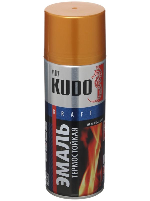 Эмаль KUDO термостойкая золотая, 520 мл KU-5007