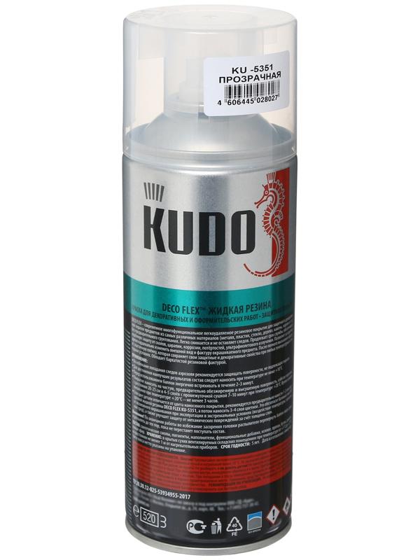 Жидкая резина, краска для декоративных работ KUDO DECO FLEX, прозрачная, KU-5351, 520 мл