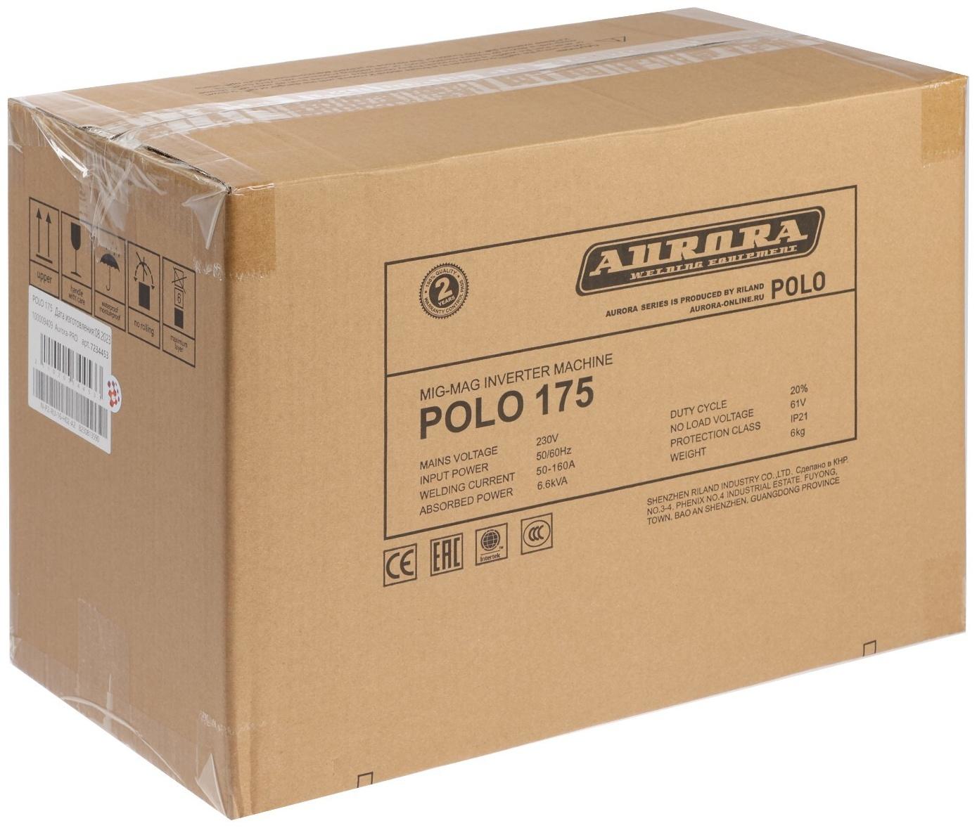 Сварочный полуавтомат Aurora POLO 175 SYNERGIC, 6 кВт, 40-160 А, d=1.6-4 мм/0.8-1 мм