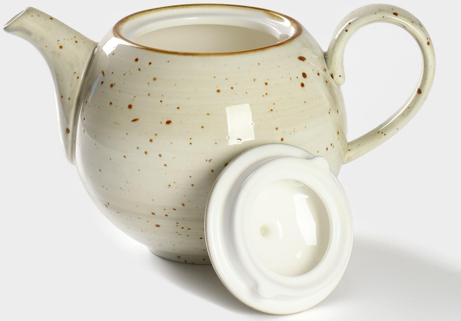 Чайник фарфоровый заварочный Magistro Mediterana, 900 мл, цвет бежевый