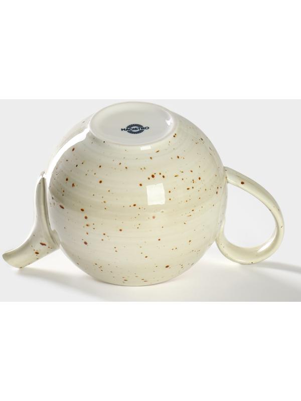 Чайник фарфоровый заварочный Magistro Mediterana, 900 мл, цвет бежевый