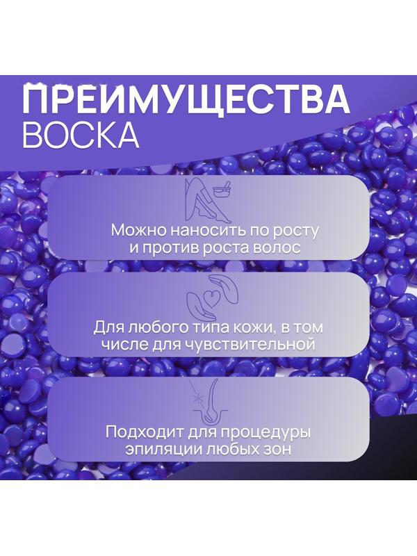 Воск для депиляции, в гранулах, 100 гр, цвет индиго