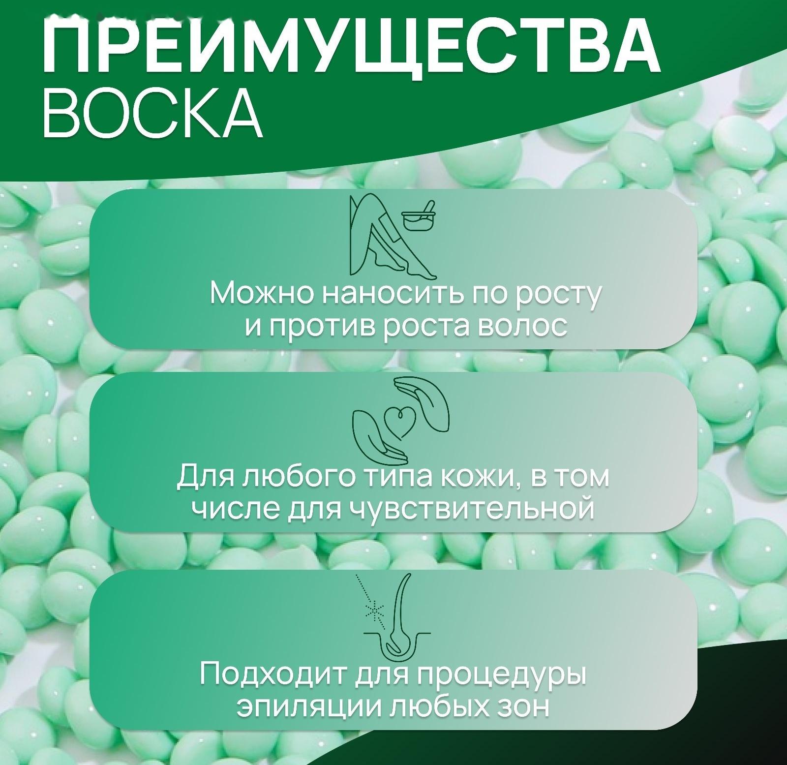 Воск для депиляции, в гранулах, 100 гр, цвет зелёный