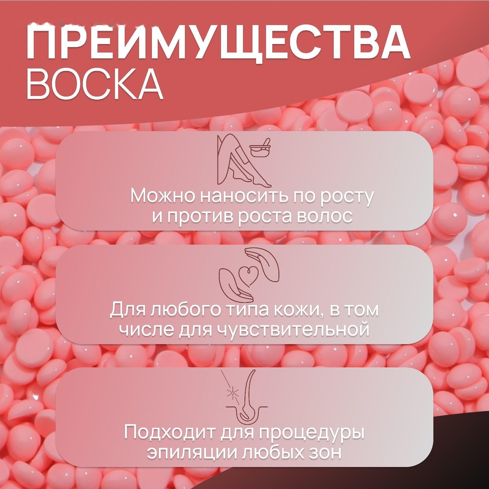 Воск для депиляции, в гранулах, 500 гр, цвет розовый