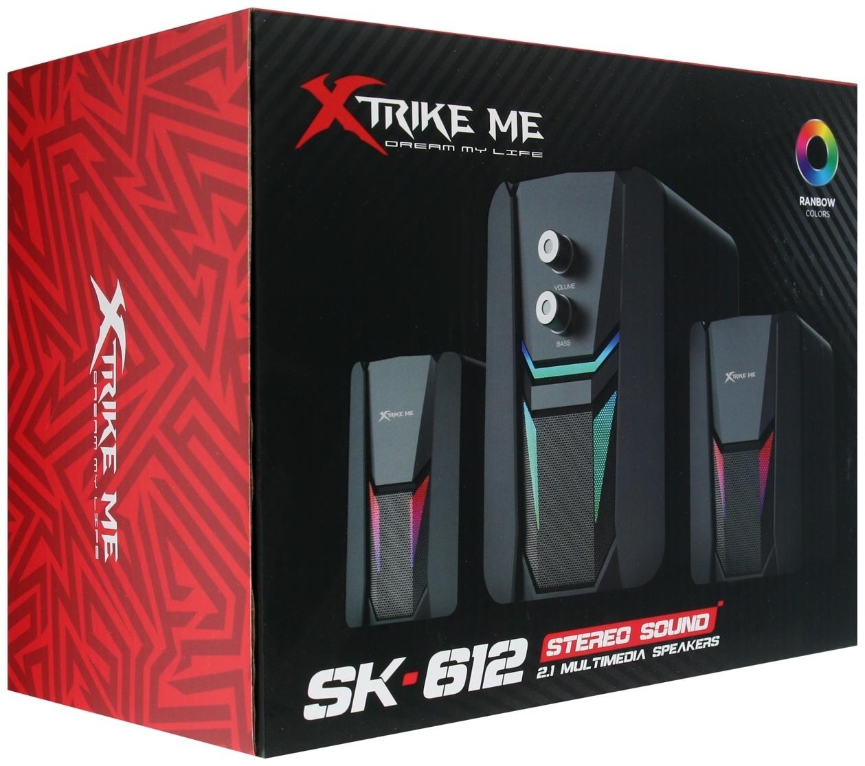 Компьютерные колонки Xtrike Me SK-612, 2х3 Вт + 5 Вт, USB, подсветка, чёрные