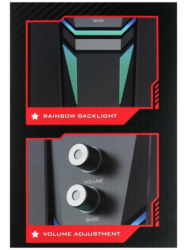Компьютерные колонки Xtrike Me SK-612, 2х3 Вт + 5 Вт, USB, подсветка, чёрные