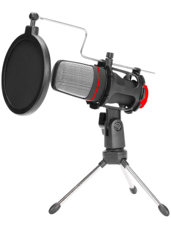 Микрофон Marvo MIC-02, гибкая стойка, 3,5 мм, кабель 1,5 м, чёрный