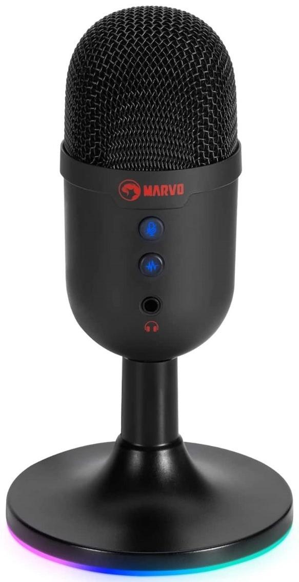 Микрофон Marvo MIC-06 BK, подставка, 3.5мм, кабель 1,8, чёрный