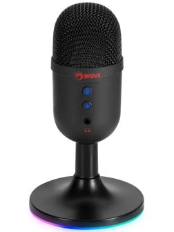 Микрофон Marvo MIC-06 BK, подставка, 3.5мм, кабель 1,8, чёрный