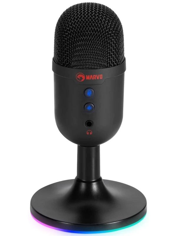 Микрофон Marvo MIC-06 BK, подставка, 3.5мм, кабель 1,8, чёрный