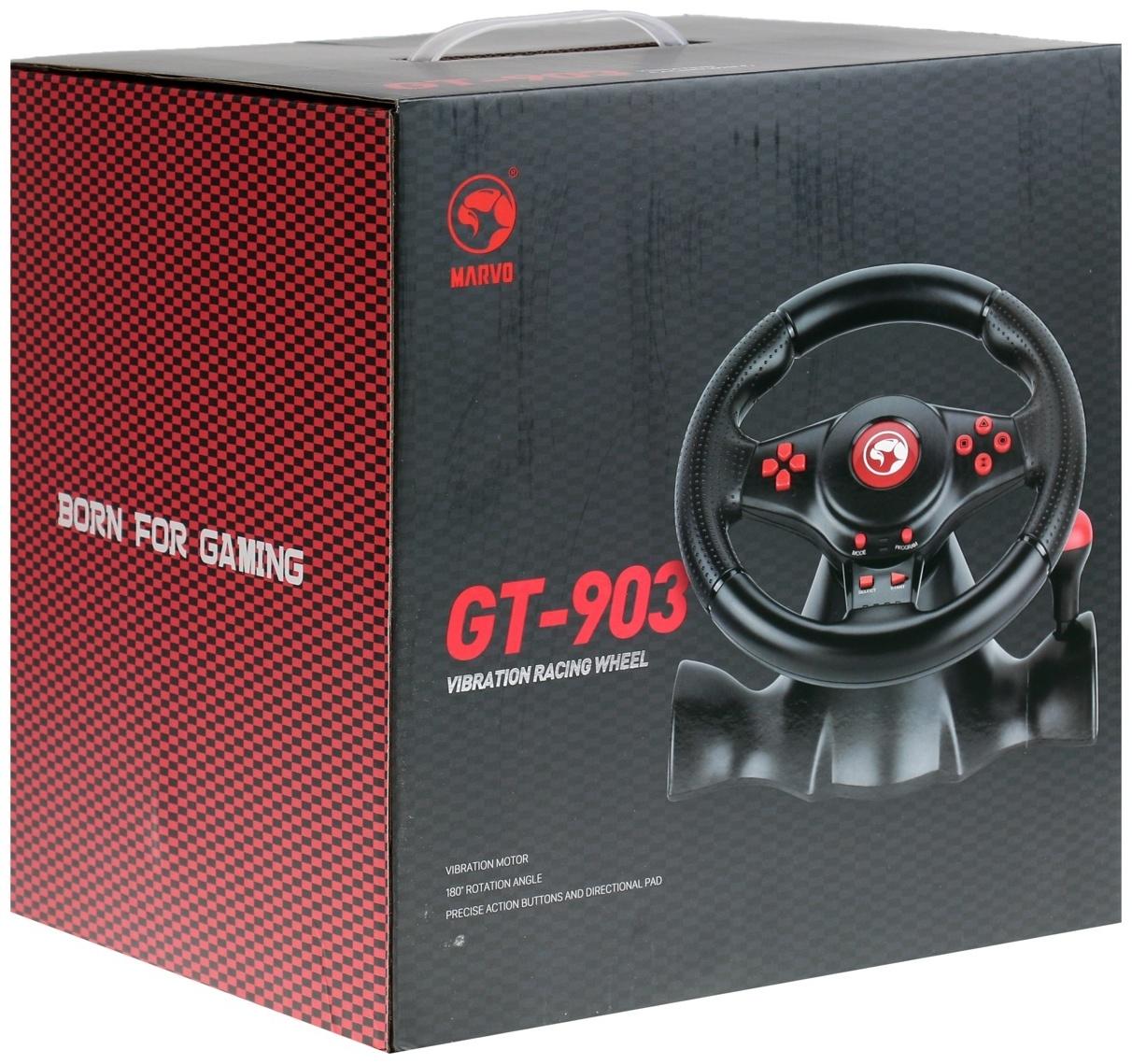 Руль MARVO GT-903, поддержка PS4/PS3/XBOX/Android/PC, кабель 2 м
