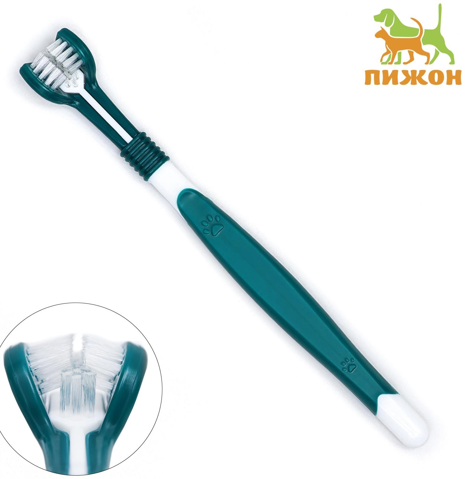 Зубная щётка для животных 360 градусов, зелёная/белая, 17,5 см