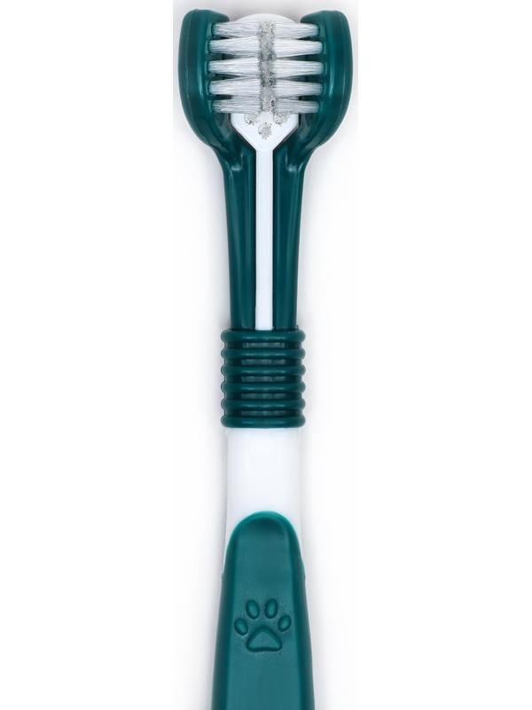 Зубная щётка для животных 360 градусов, зелёная/белая, 17,5 см