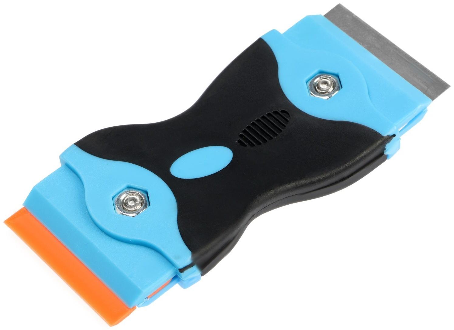 Скребок ТУНДРА, двухсторонний - пластик-металл, обрезиненная рукоятка, 45 мм