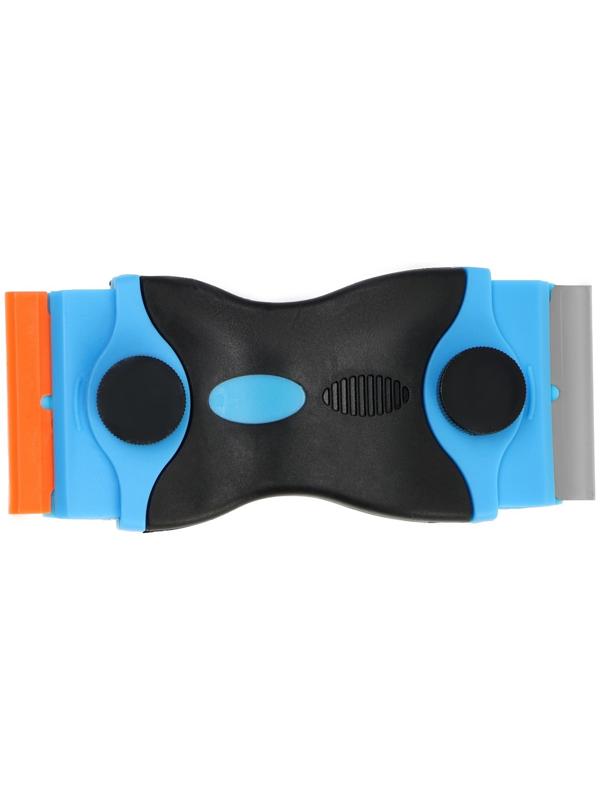 Скребок ТУНДРА, двухсторонний - пластик-металл, обрезиненная рукоятка, 45 мм