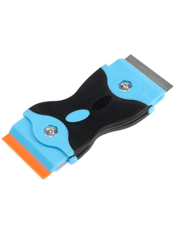 Скребок ТУНДРА, двухсторонний - пластик-металл, обрезиненная рукоятка, 45 мм