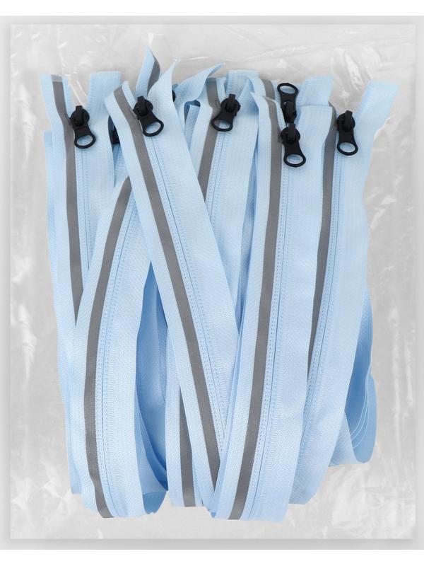 Молния «Спираль», со светоотражающей полосой, №5, разъёмная, замок автомат, 80 см, цвет голубой