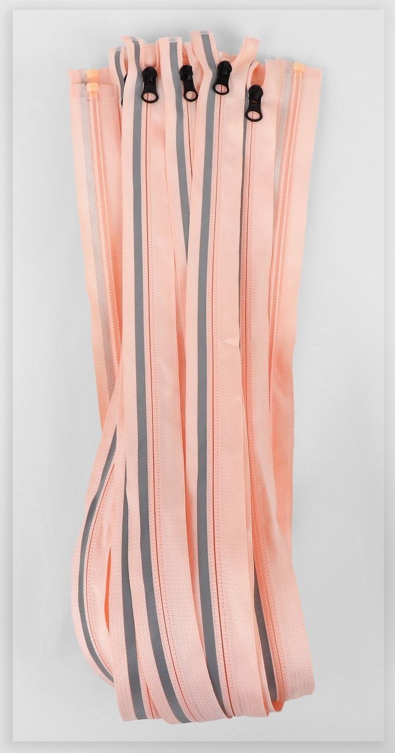 Молния «Спираль», со светоотражающей полосой, №5, разъёмная, замок автомат, 80 см, цвет розовый