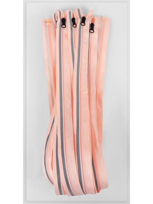 Молния «Спираль», со светоотражающей полосой, №5, разъёмная, замок автомат, 80 см, цвет розовый