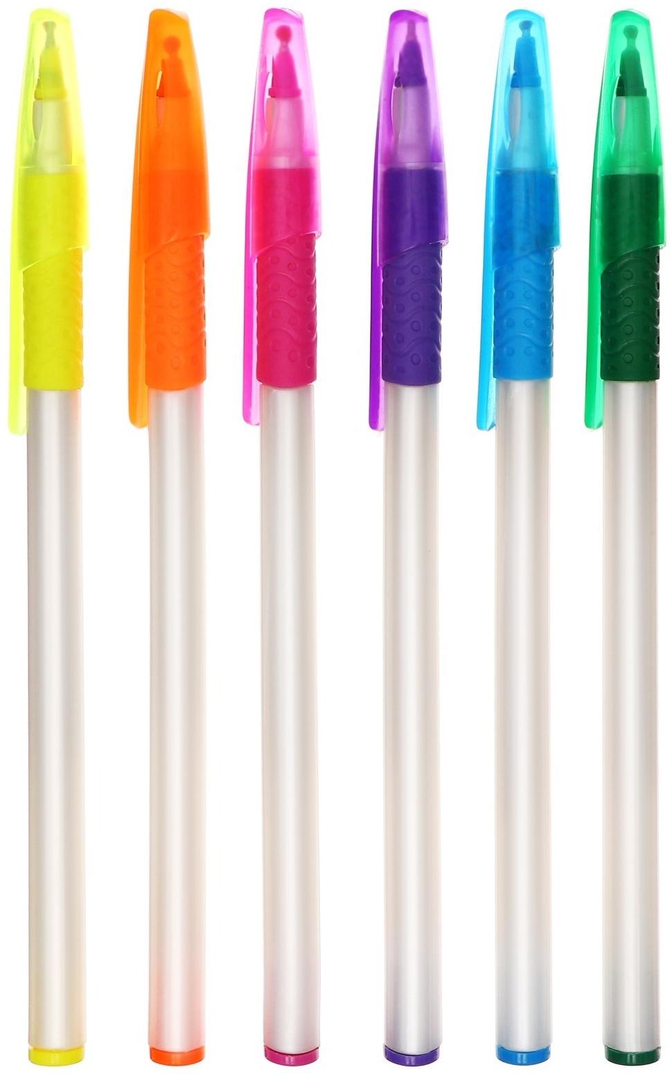 Набор 12 шт. Ручка шариковая 0,7мм синяя, корпус белый с резиновым держателем МИКС