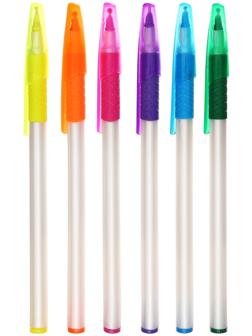 Набор 12 шт. Ручка шариковая 0,7мм синяя, корпус белый с резиновым держателем МИКС