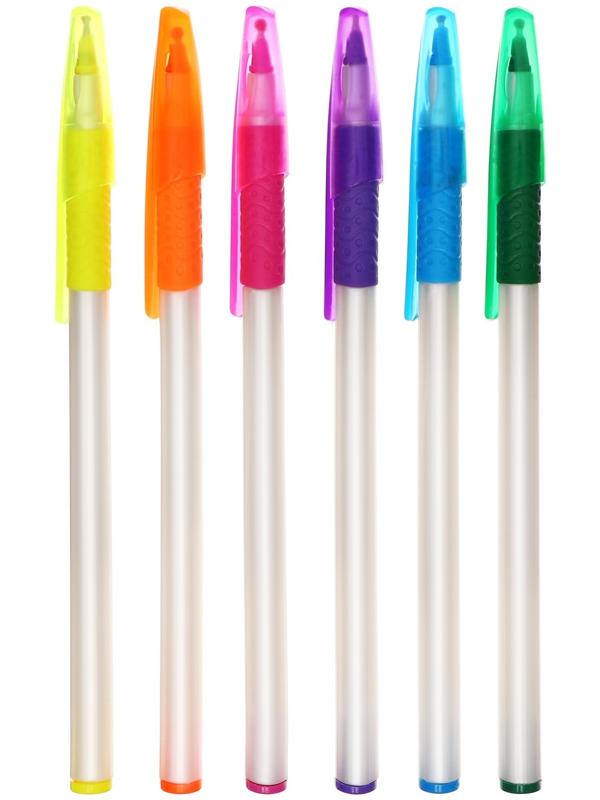 Набор 12 шт. Ручка шариковая 0,7мм синяя, корпус белый с резиновым держателем МИКС