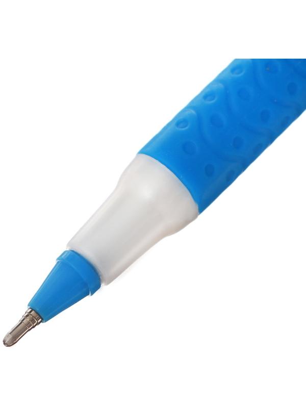 Набор 12 шт. Ручка шариковая 0,7мм синяя, корпус белый с резиновым держателем МИКС